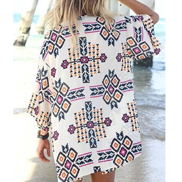 Chiffon Printed Cardigan Kimono - Picture 1 of 3